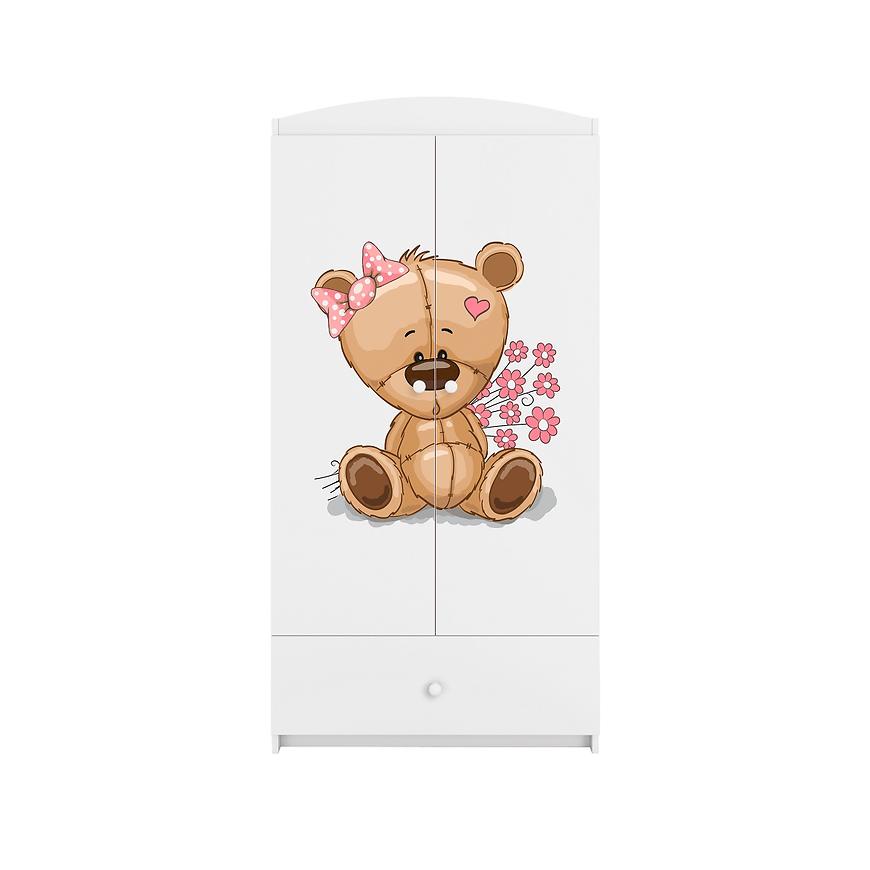 Skříň Babydreams bílá - Medvídek s kytičkami Baumax