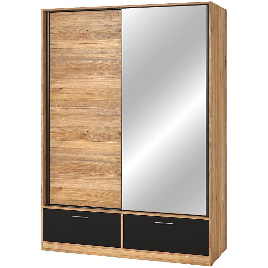 Posuvná skříň se zrcadlem Beta 61 2D2S dub mauvella/černá Baumax