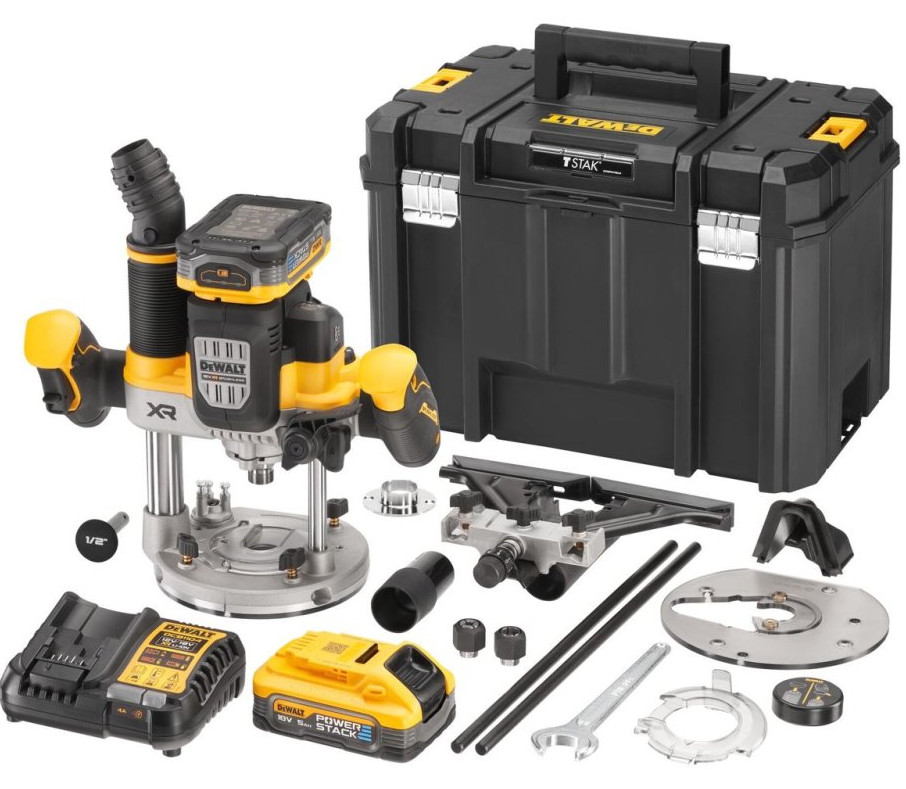 DeWALT DCW620H2 horní aku frézka 18V 12mm bezuhlíková XR LiIon 2x 5Ah POWERSTACK
