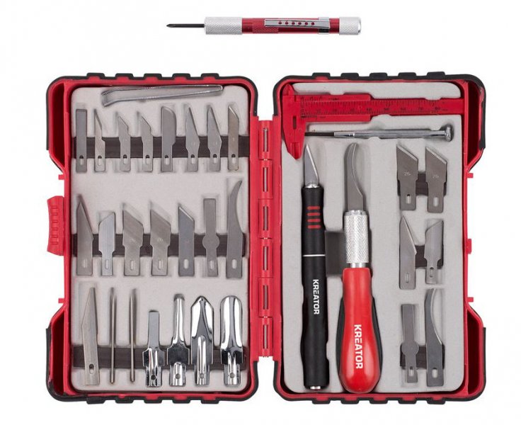 KREATOR KRT452002 sada výměnných modelářských a řezbářských nožíků 36ks