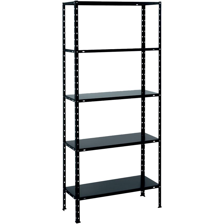 Kovový skladový regál černý 170x75x30 cm – 5 polic/40 kg Baumax