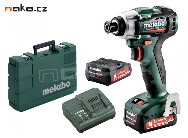 METABO PowerMaxx SSD 12 BL aku rázový utahovák bezuhlíkový 2x 2Ah LiIon 601115500