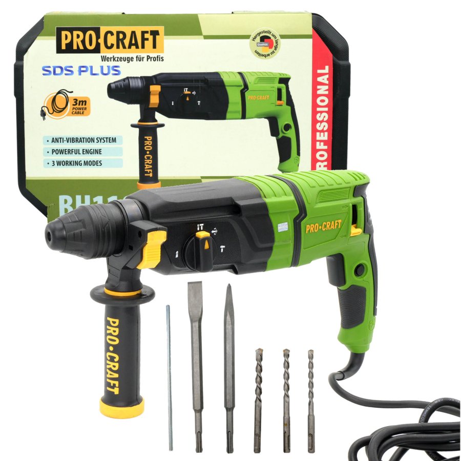 PROCRAFT BH1100 kombinované vrtací a sekací kladivo SDS+ 3