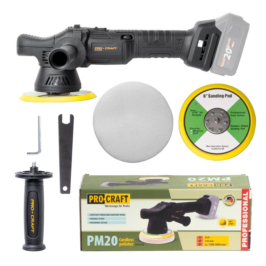 PROCRAFT PM20BB aku leštička orbitální 150mm LiIon 20V bez aku