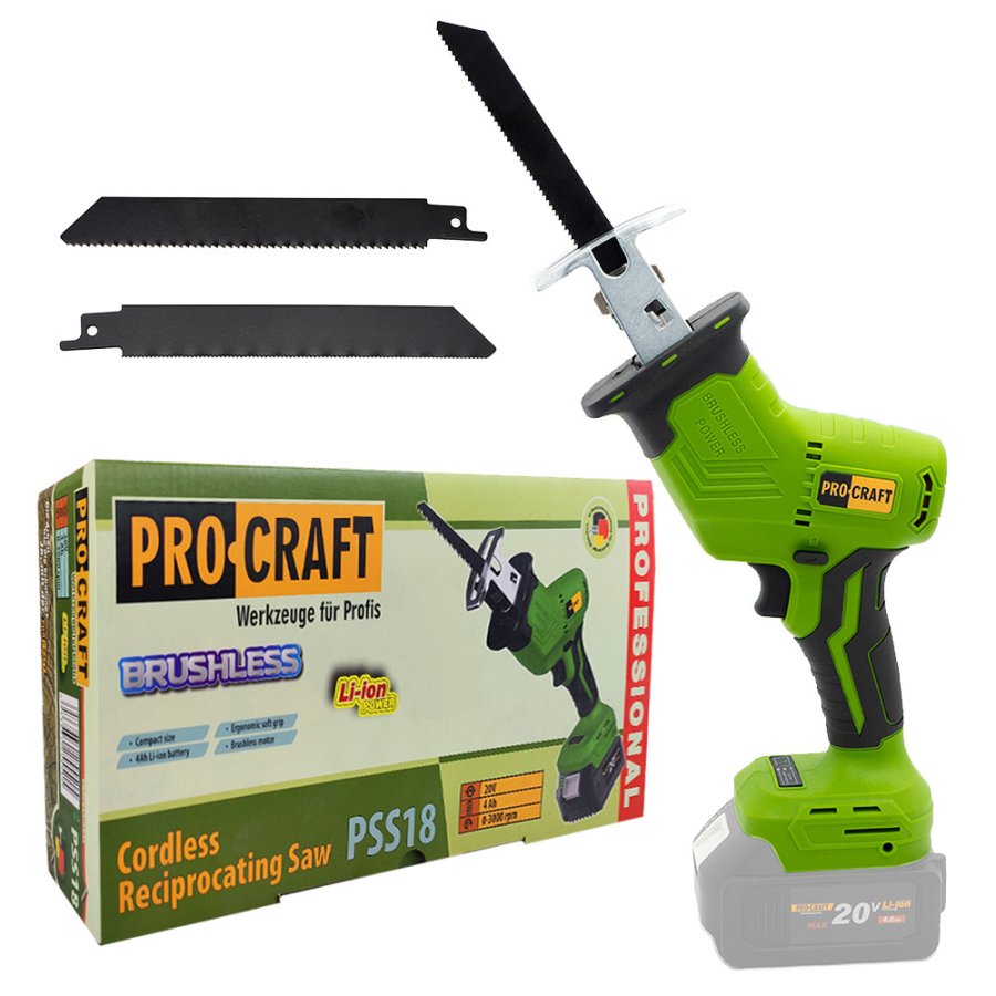 PROCRAFT PSS18 bezuhlíková aku pila ocaska LiIon 20V