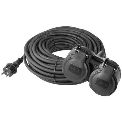 Venkovní prodlužovací kabel 15 m/2 zásuvky/černý/ 230 V/1