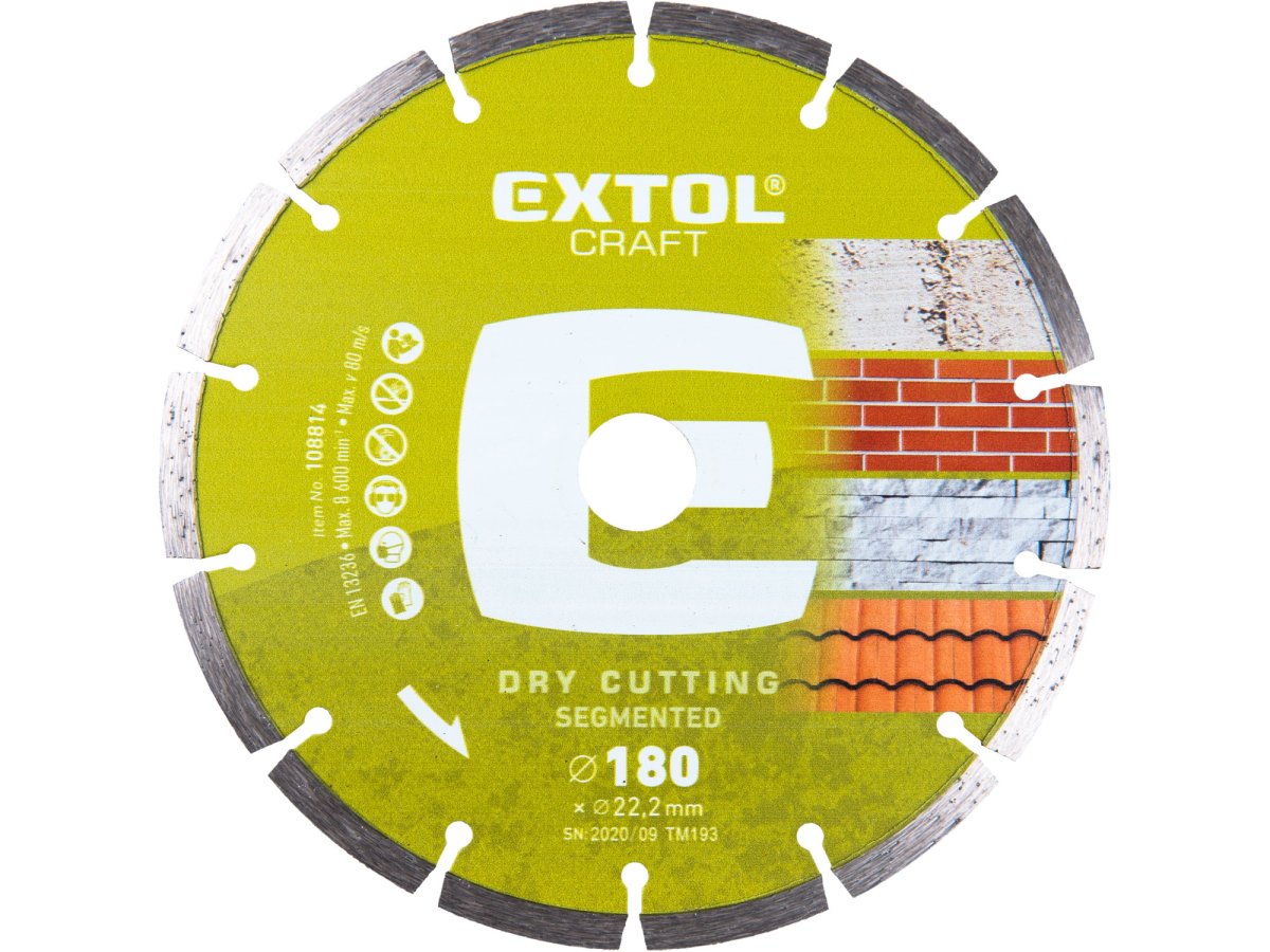 EXTOL CRAFT 108814 kotouč diamantový řezný segmentový 180x22