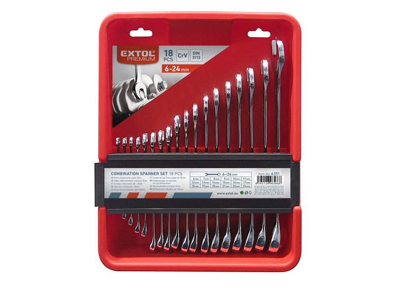 EXTOL PREMIUM 6351 sada očkoplochých klíčů 6-24mm