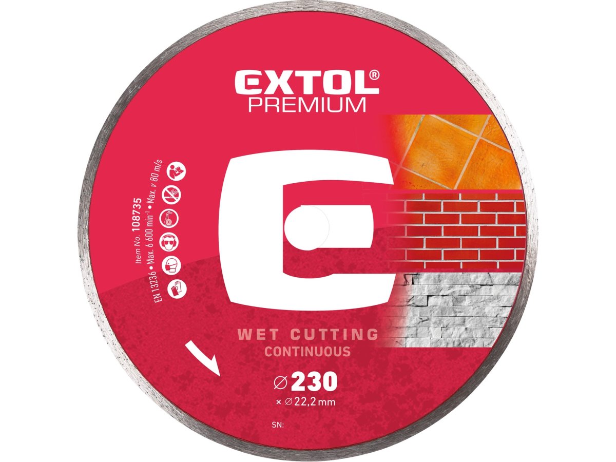EXTOL PREMIUM kotouč diamantový celoobvodový pr. 230