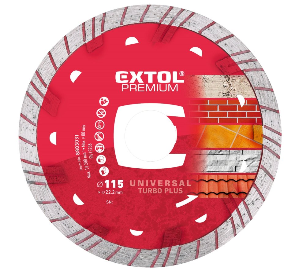 EXTOL PREMIUM kotouč diamantový řezný TURBO PLUS