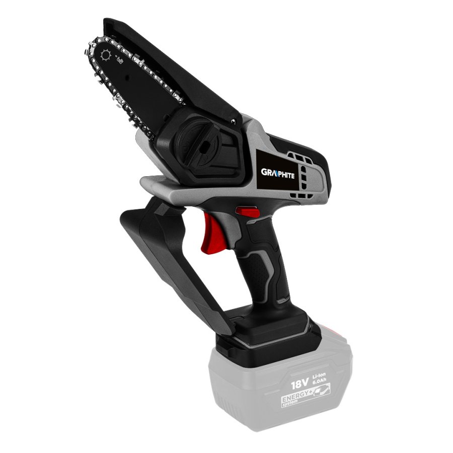 GRAPHITE ENERGY+ 58GE116 jednoruční mini aku řetězová pila 13cm 18V LiIon bez aku
