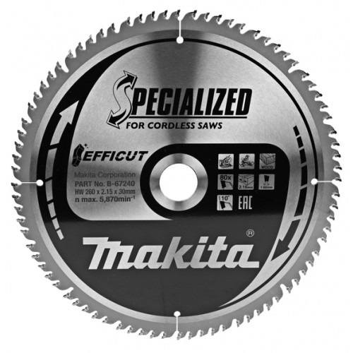 MAKITA B-67240 pilový kotouč Efficut TCT 260x30 80T