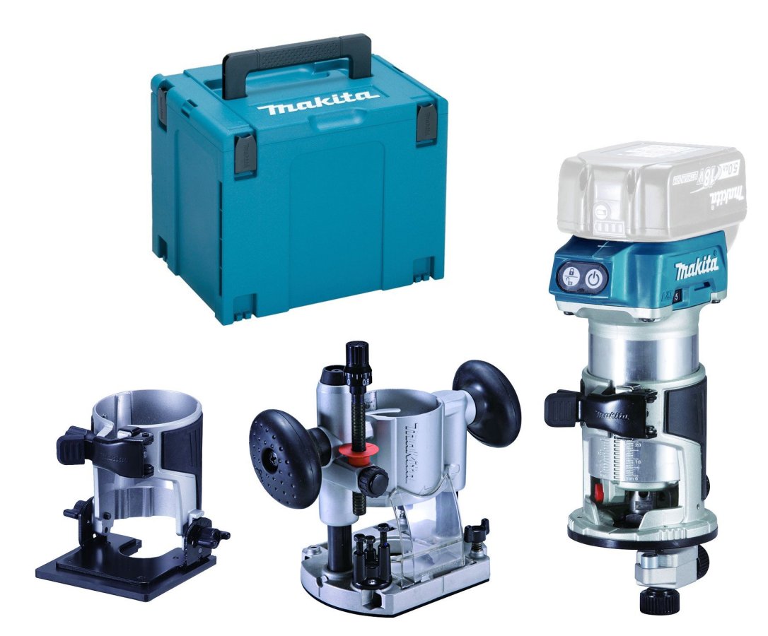 MAKITA DRT50ZJX2 aku kombinovaná horní frézka s příslušenstvím LiIon LXT 18V
