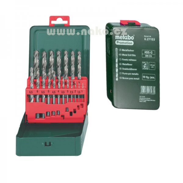 Metabo sada vrtáků HSS- G 19 dílů 1-10mm po 0