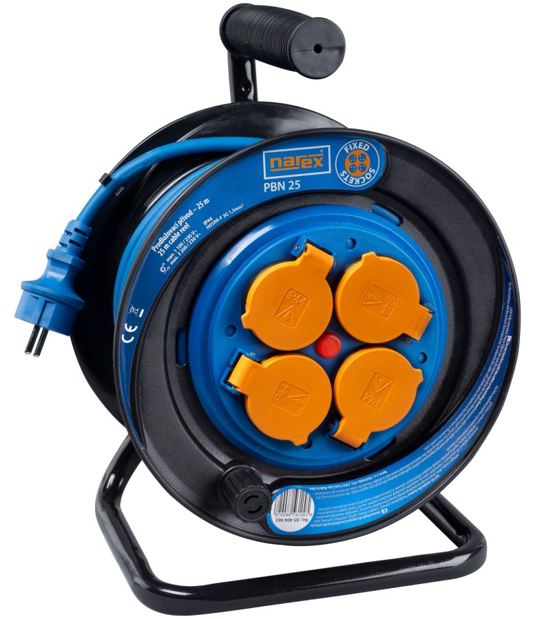 NAREX PBN 25 kabel prodlužovací gumový 230V 25m/ 4 zásuvky bubnový 65404963