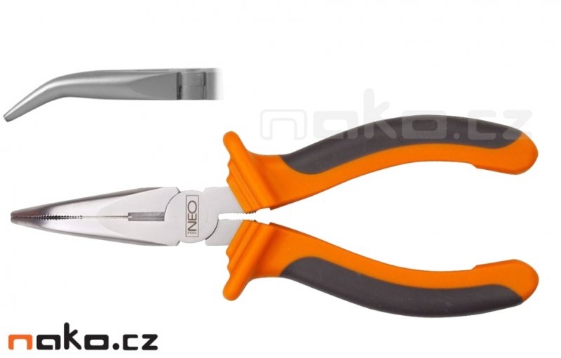 NEO TOOLS kleště dlouhé zúžené zahnuté 200mm 01-016