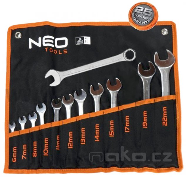 NEO TOOLS sada očkoplochých klíčů 6-22mm