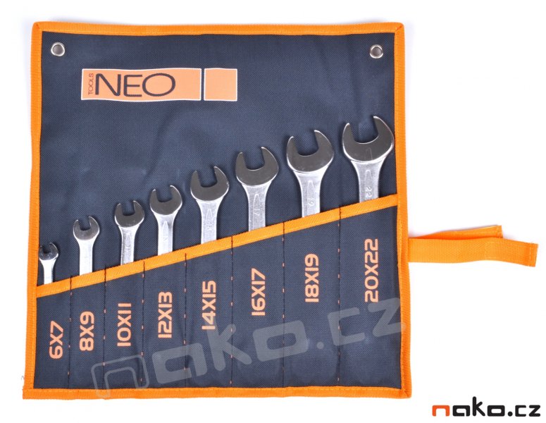 NEO TOOLS sada otevřených klíčů 6-22mm
