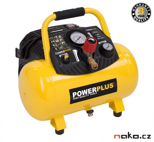 POWERPLUS POWX1723 bezolejový kompresor 12l