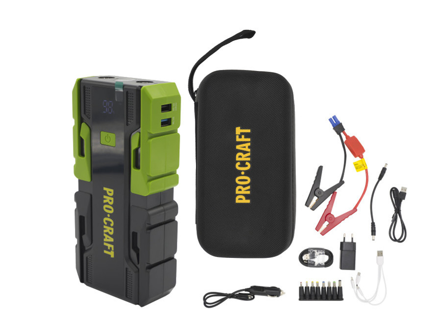 PROCRAFT JS-12NE startovací aku zdroj 1200A s funkcí powerbanky 12Ah a LED svítilny