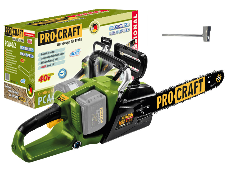 PROCRAFT PCA40/2 bezuhlíková aku řetězová pila 35cm LiIon 2x20V