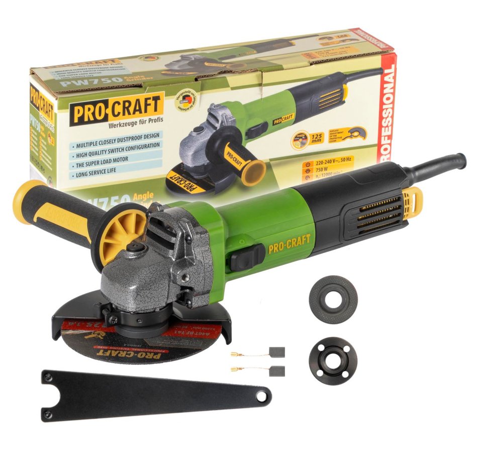 PROCRAFT PW1050 úhlová bruska 125mm 850W