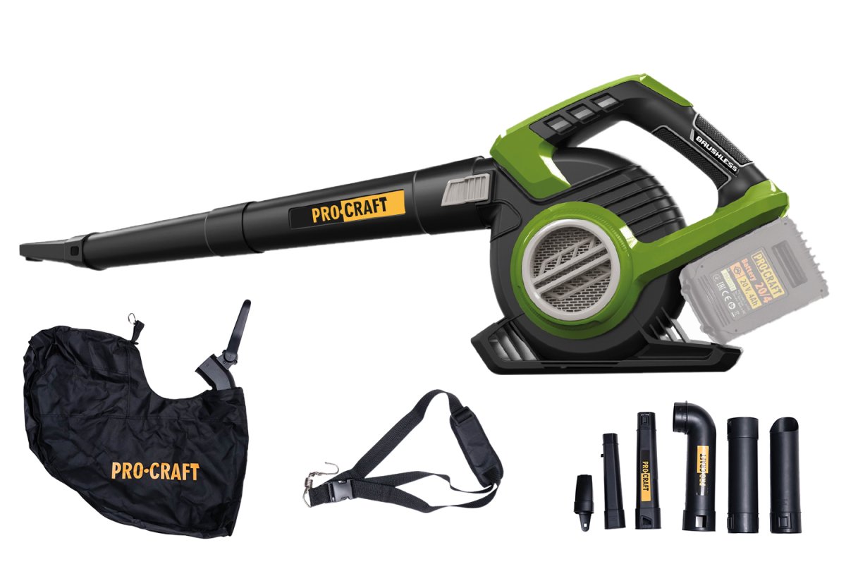 PROCRAFT VB20 zahradní aku vysavač a fukar na listí LiIon 2x 20V