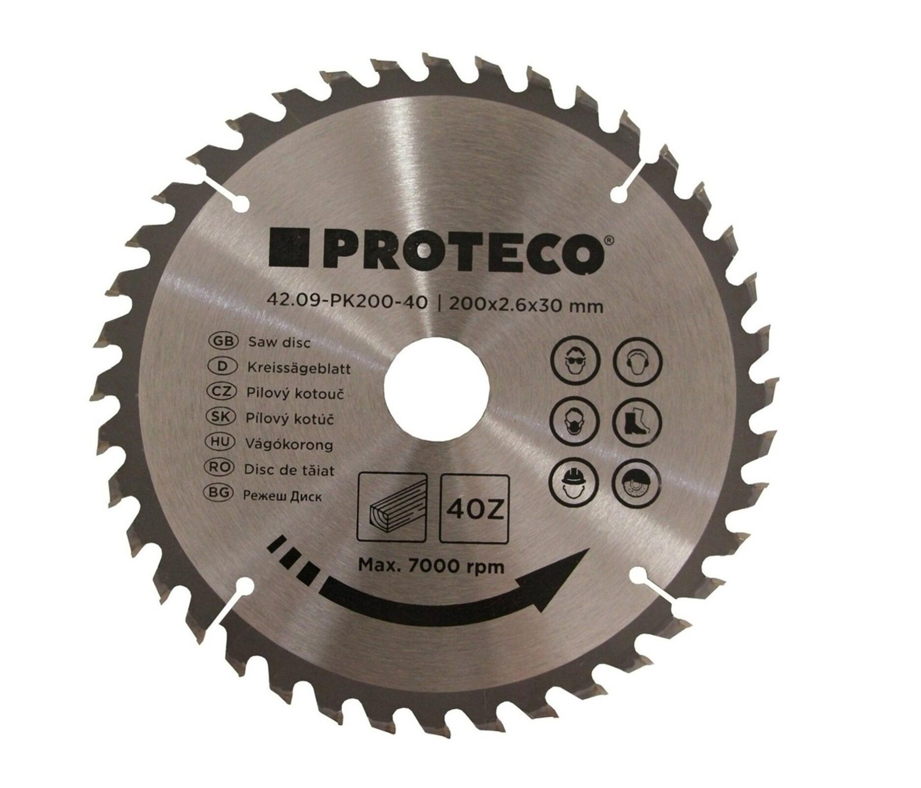 PROTECO 09-PK200-40 kotouč pilový SK 200x2.6x30 40z + redukce 30/20 mm PROTECO