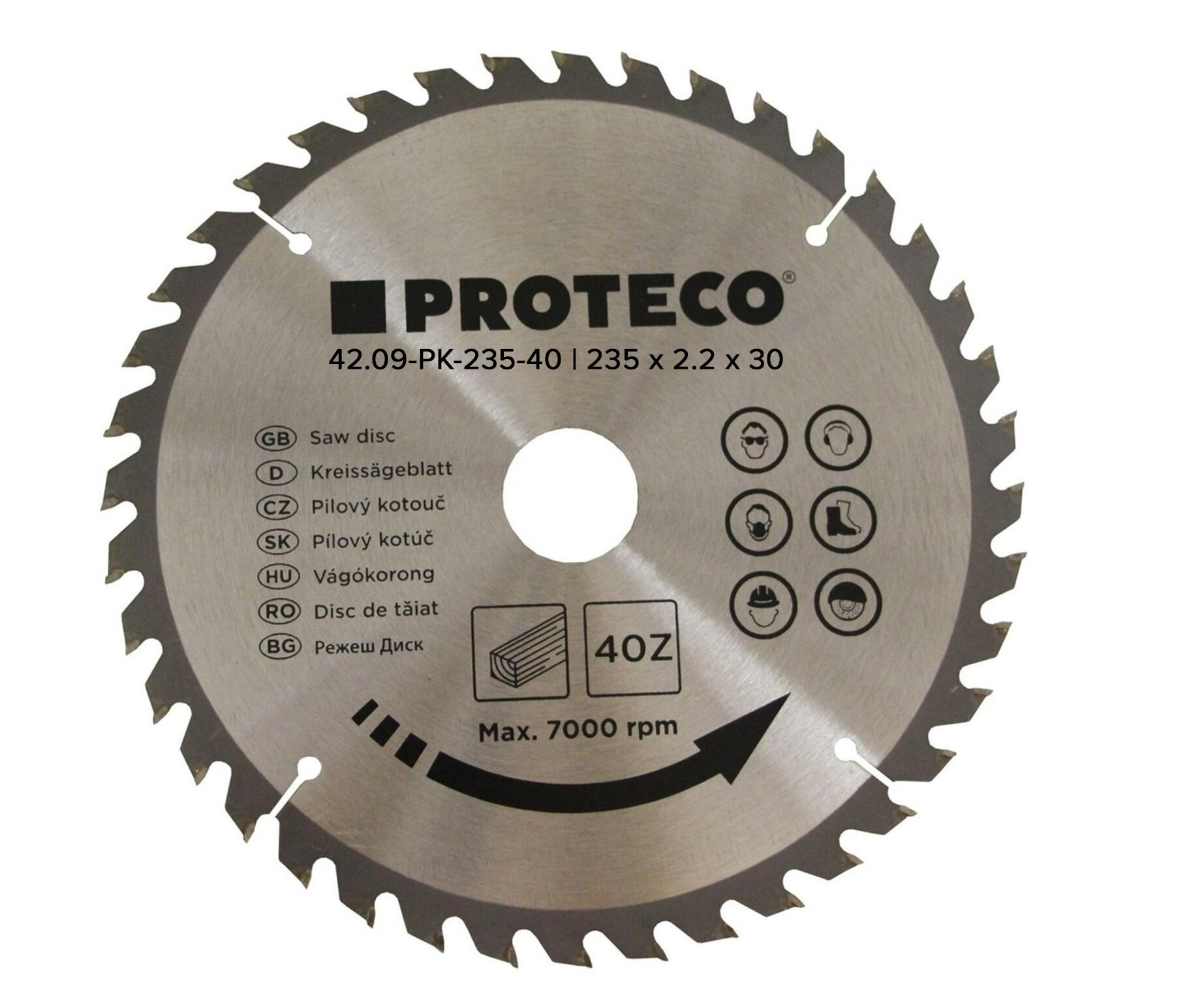 PROTECO 42.09-PK235-40 kotouč pilový SK 235 x 2.2 x 30 40 zubů PROTECO