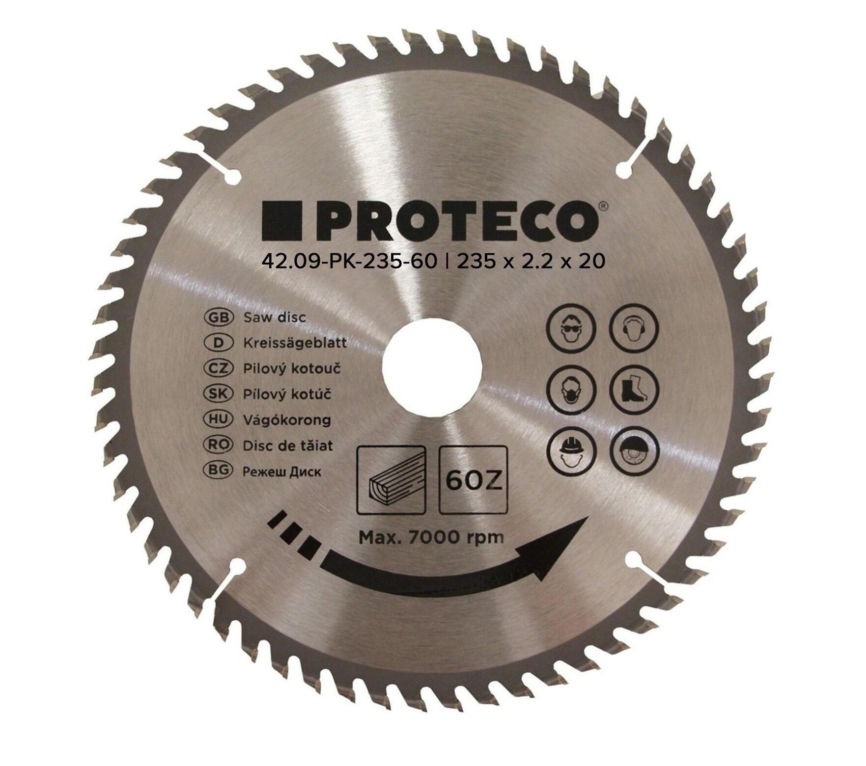 PROTECO 42.09-PK235-60 kotouč pilový SK 235 x 2.2 x 30 60 zubů PROTECO
