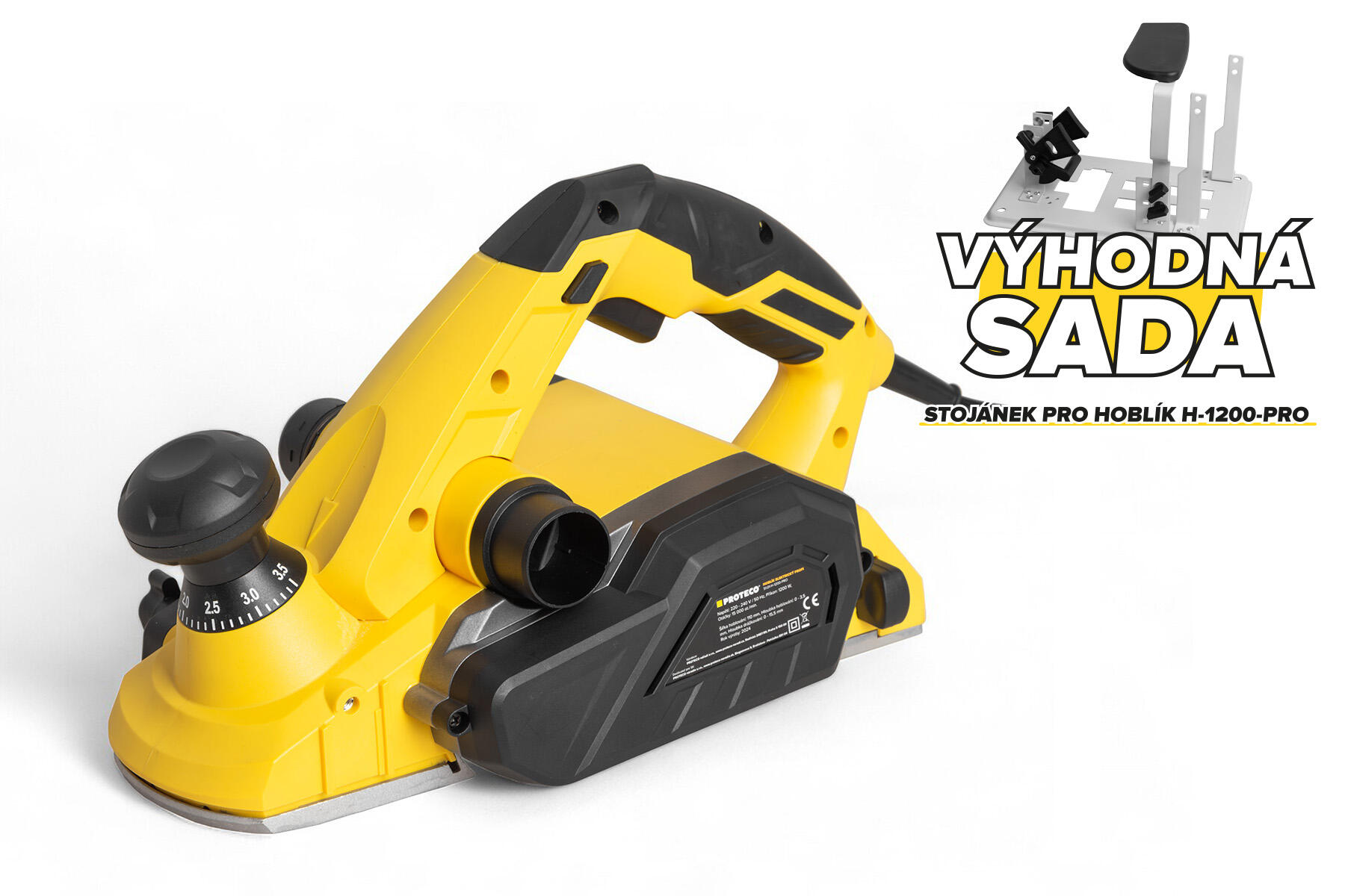PROTECO 51.01-H-1200-SADA elektrický hoblík PROFI 1200 W se stojánkem PROTECO