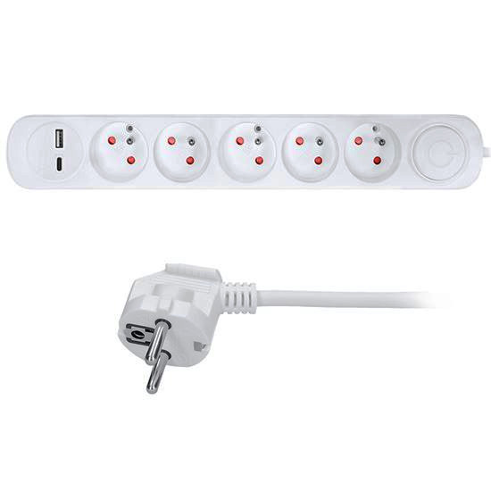 SOLIGHT PP152USBC prodlužovací přívod 3m 5 zásuvek