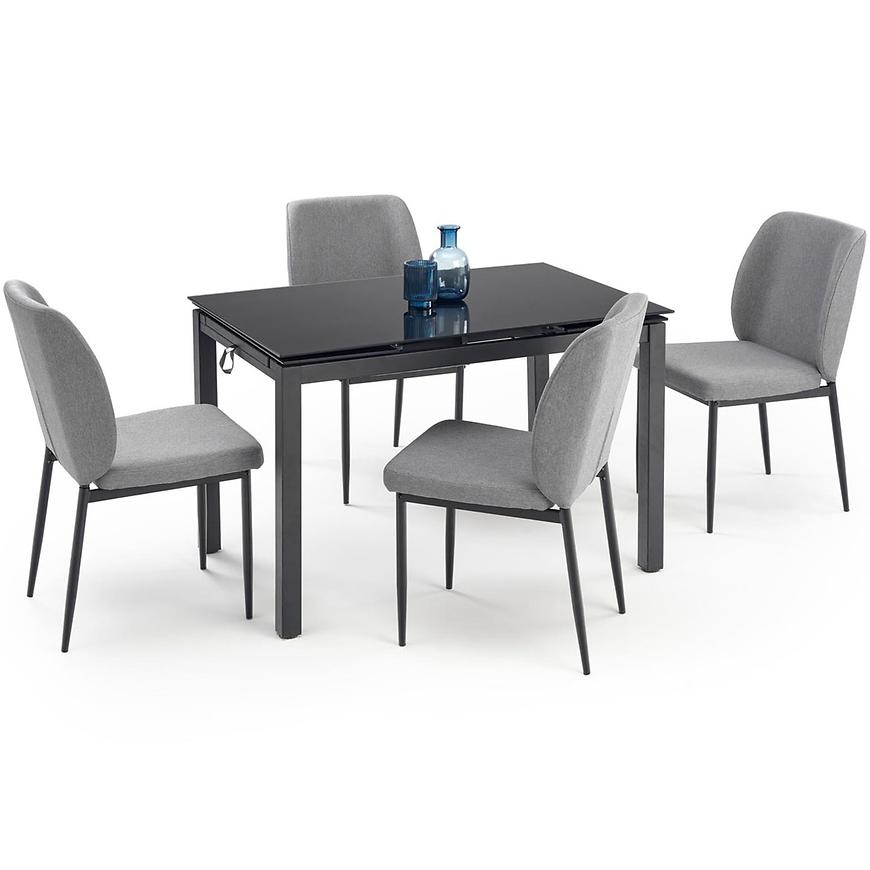 Stolní souprava Jasper + 4 židle sklenka/kov – černá/popelavě šedá Baumax