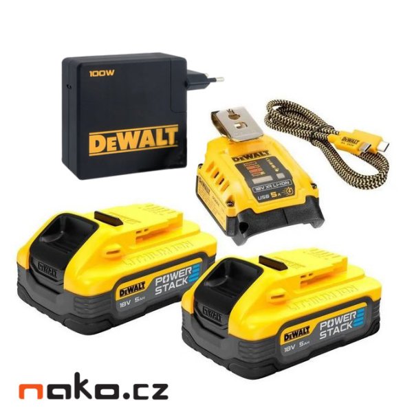 DeWALT DCB094H2 nabíjecí sada POWERSTACK 2x akumulátor 18V 5Ah XR LiIon USB-C