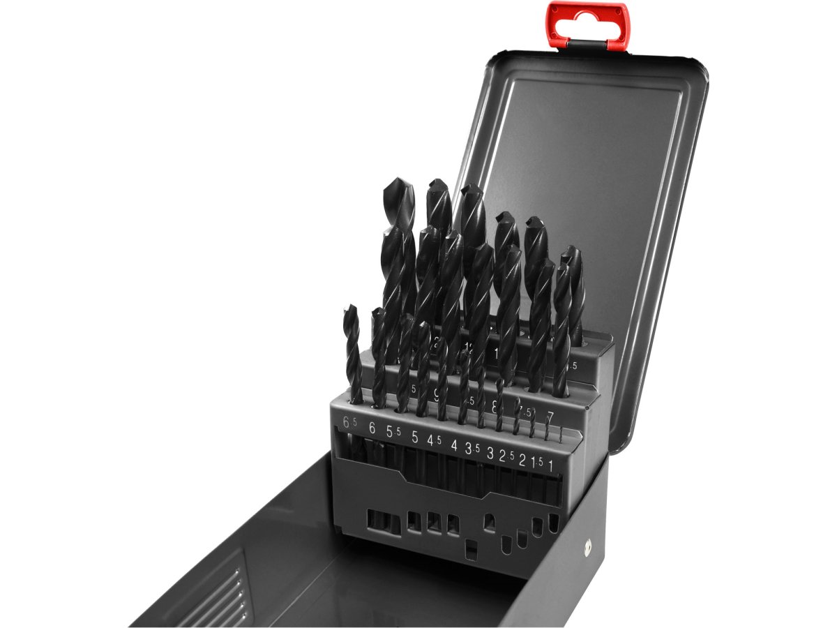 EXTOL PREMIUM 880119 sada vrtáků do kovu v plechové boxu 1-13mm po 0