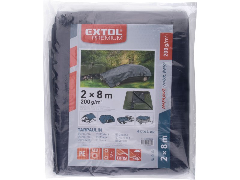 EXTOL PREMIUM 8878202 plachta PE nepromokavá extra silná 2x8m 200g/m2
