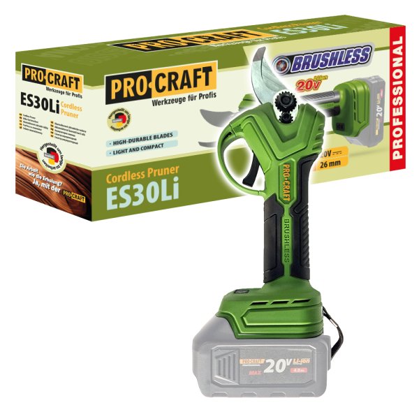 PROCRAFT ES30Li zahradní aku nůžky na větve bezuhlíkové LiIon 20V bez aku