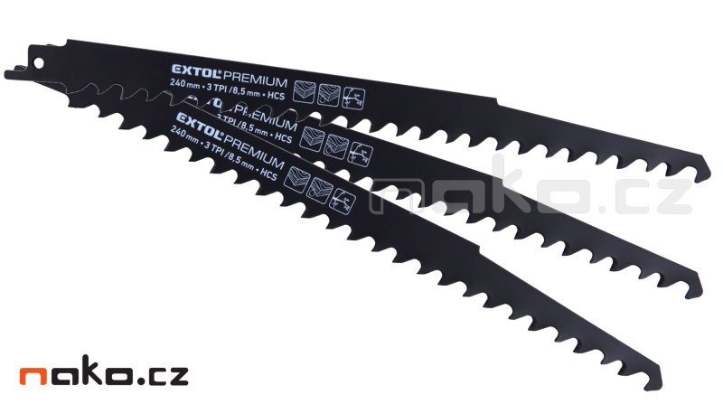 EXTOL PREMIUM 8806100 pilové listy do ocasky 3ks 240mm HCS na syrové dřevo