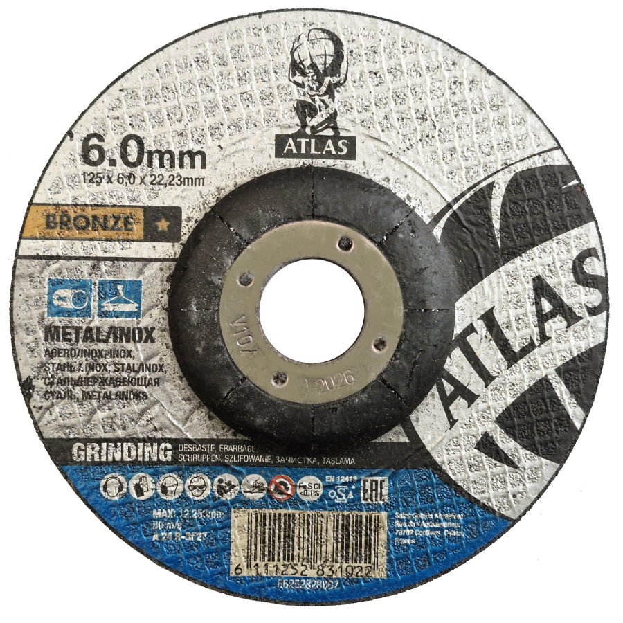 ATLAS 125x6.0 A24R BF27 brusný kotouč na ocel a nerez 66252828867