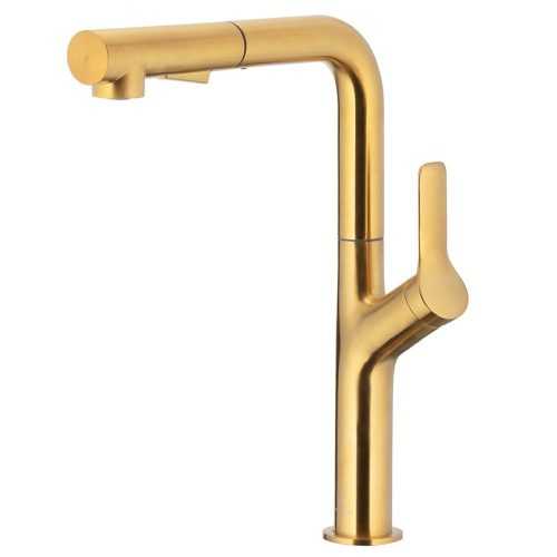 Dřezová baterie Duero Design Gold s vytahovací sprškou KFA ARMATURA KRAKÓW