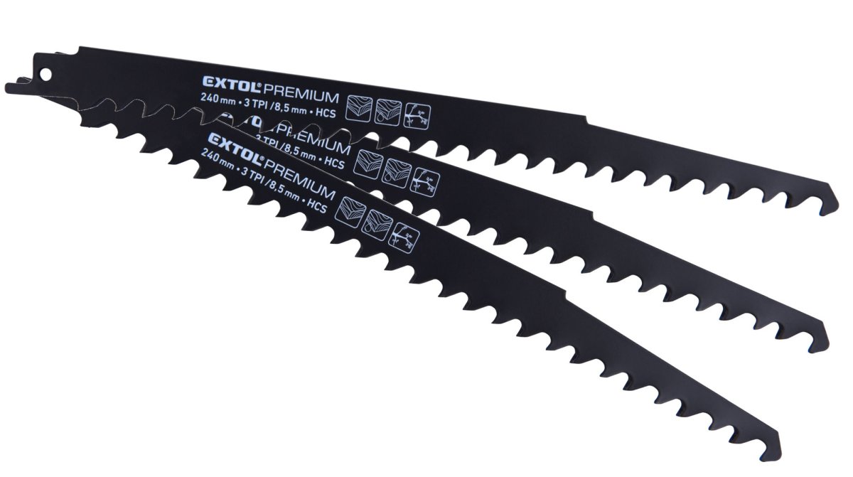 EXTOL PREMIUM 8806100 pilové listy do ocasky 3ks 240mm HCS na syrové dřevo