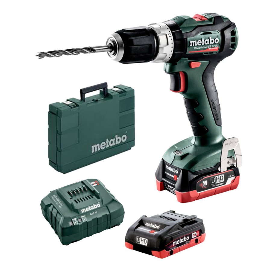 METABO PowerMaxx SB 12 BL příklepová aku vrtačka LiIon 2x4Ah 601077800