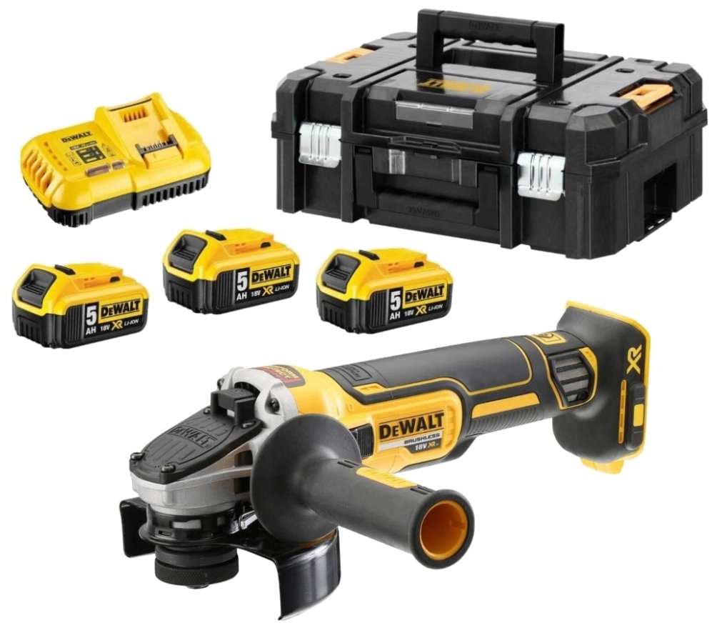 DeWALT DCG405P3 bezuhlíková aku úhlová bruska 125mm 18V