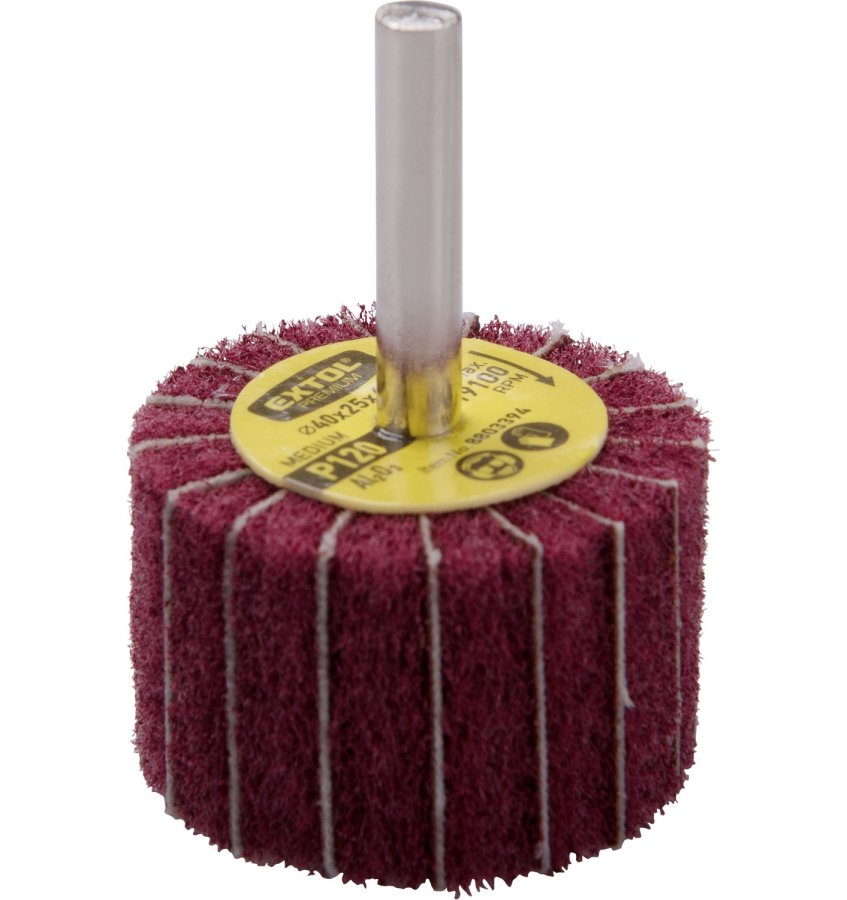 EXTOL PREMIUM 8803394 pr. 40x25x6mm lamelový kotouč kombi rouno / smirek P120 stopkový