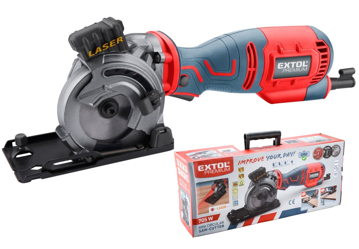EXTOL PREMIUM 8893023 kotoučová zanořovací pila s laserem 89mm 705W