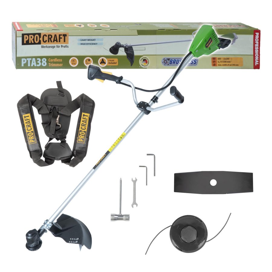 PROCRAFT PTA38 aku křovinořez 2x 20V LiIon