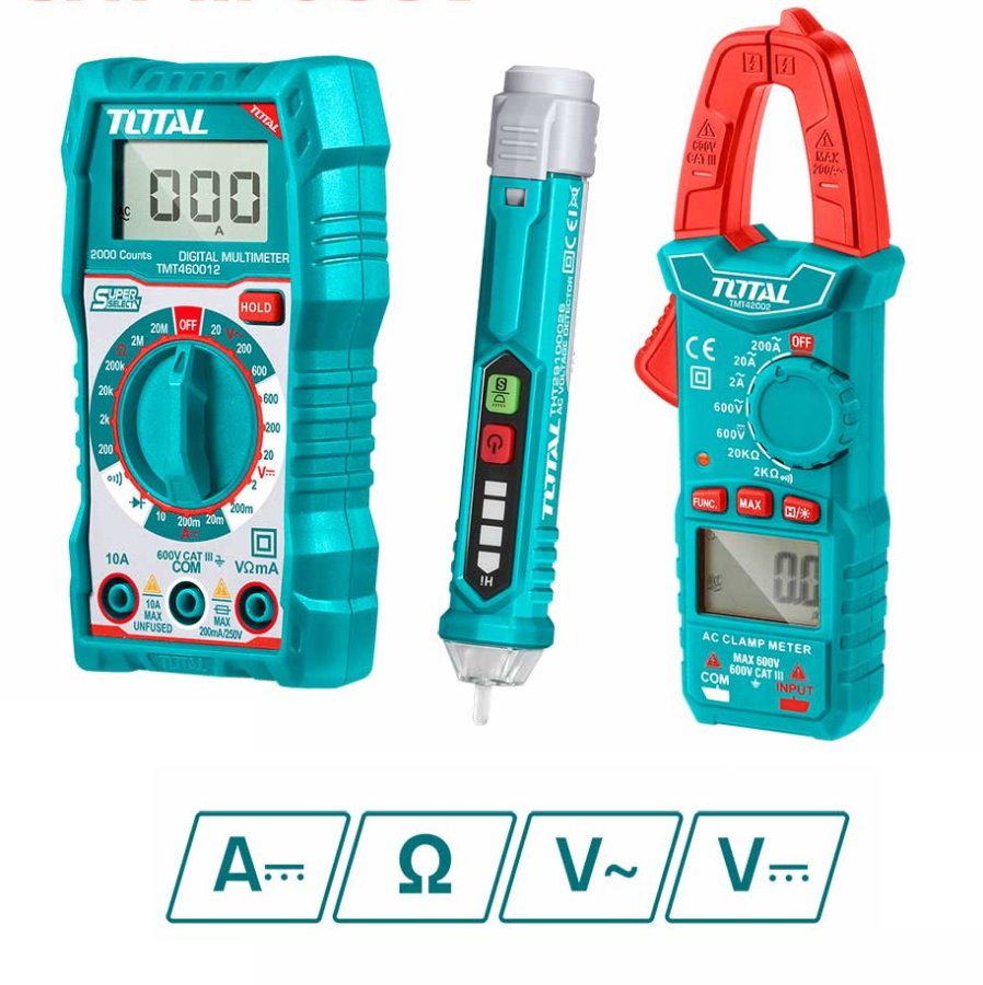 TOTAL TMT43028 digitální multimetr + klešťový multimetr + zkoušečka AC napětí